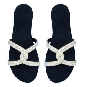 Glam Velvet Stripe Comfort Flats