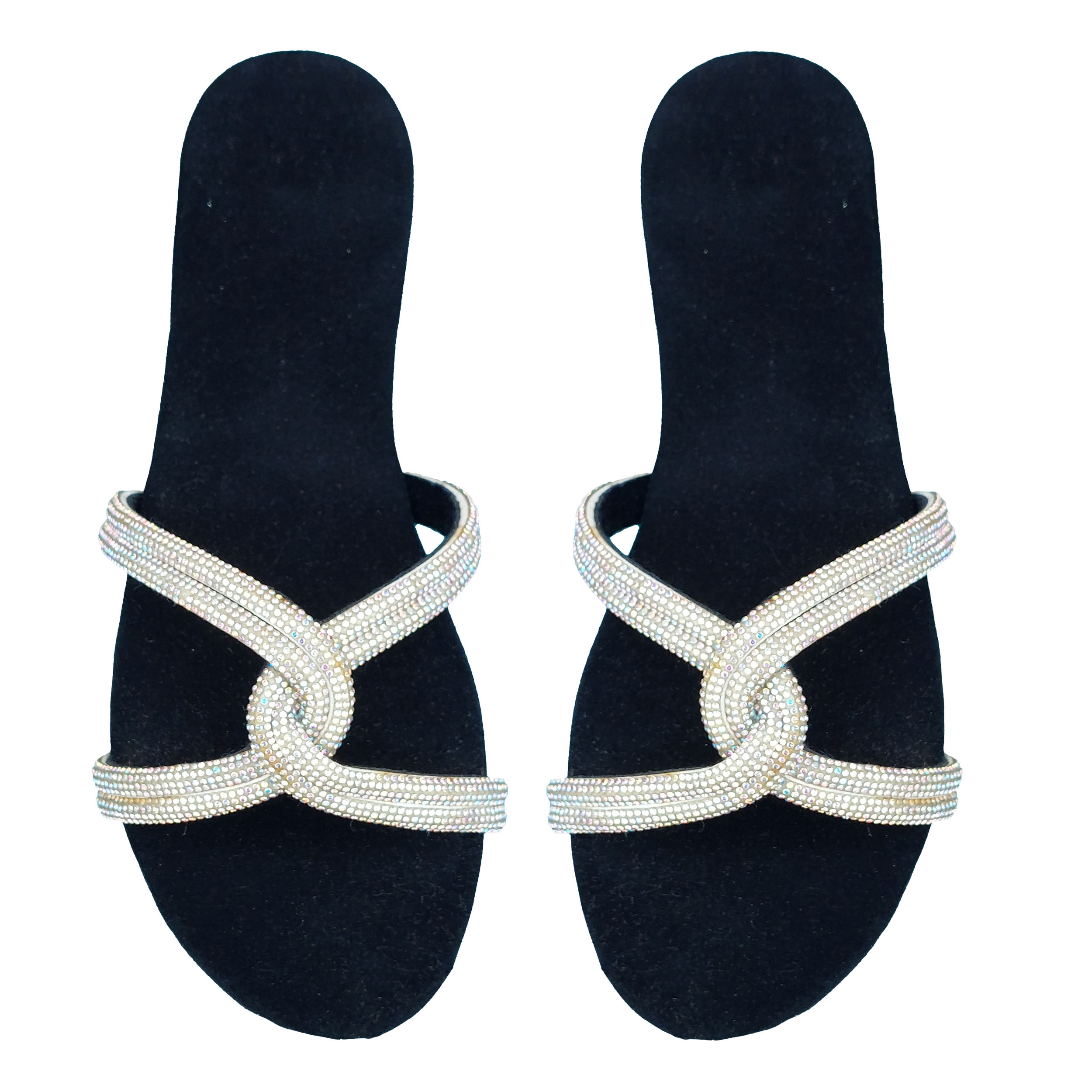 Glam Velvet Stripe Comfort Flats
