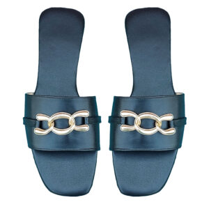 Royal Black Buckle Slides