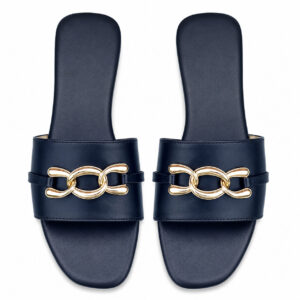 Royal Black Buckle Slides