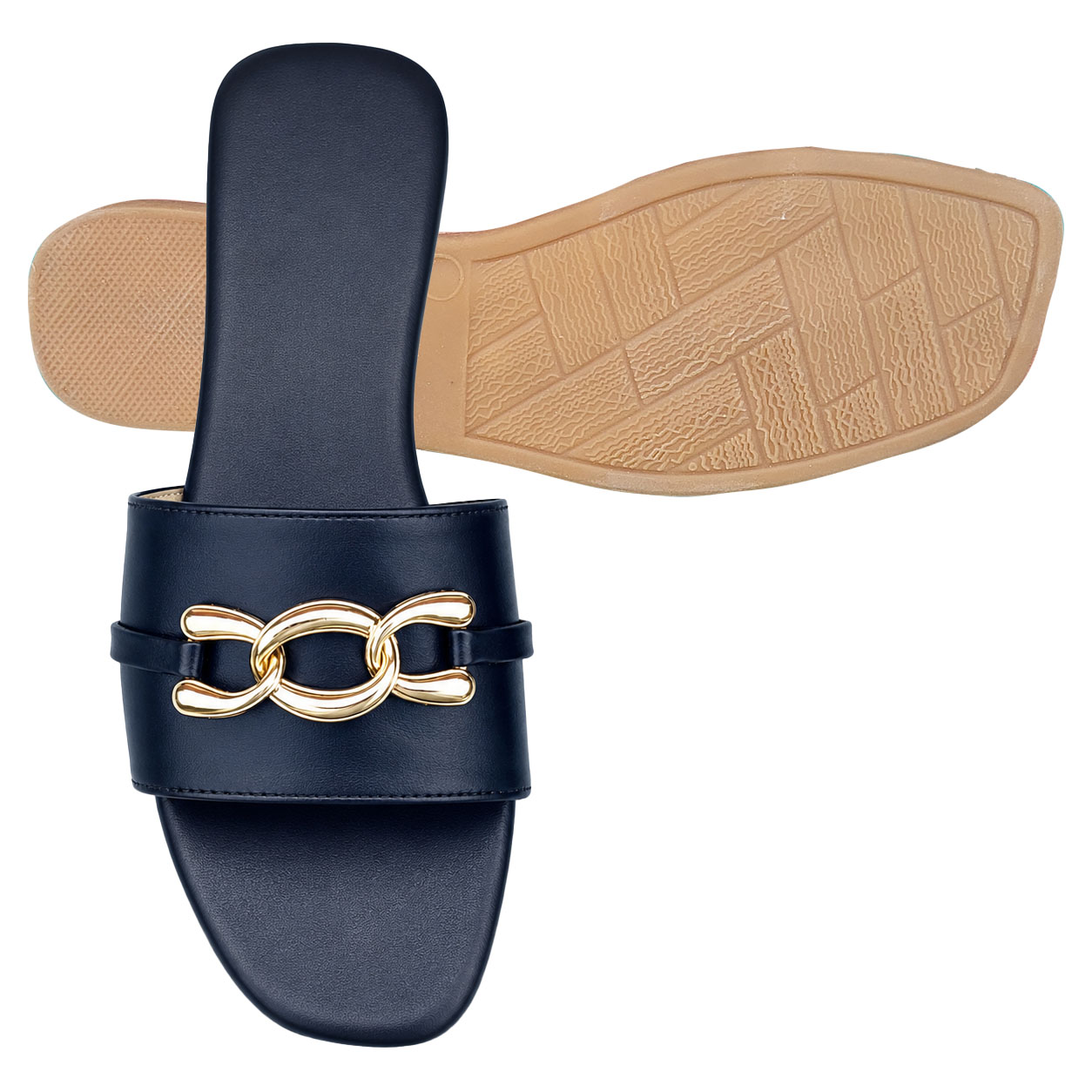 Royal Black Buckle Slides - Image 4