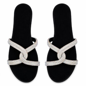 Glam Velvet Stripe Comfort Flats