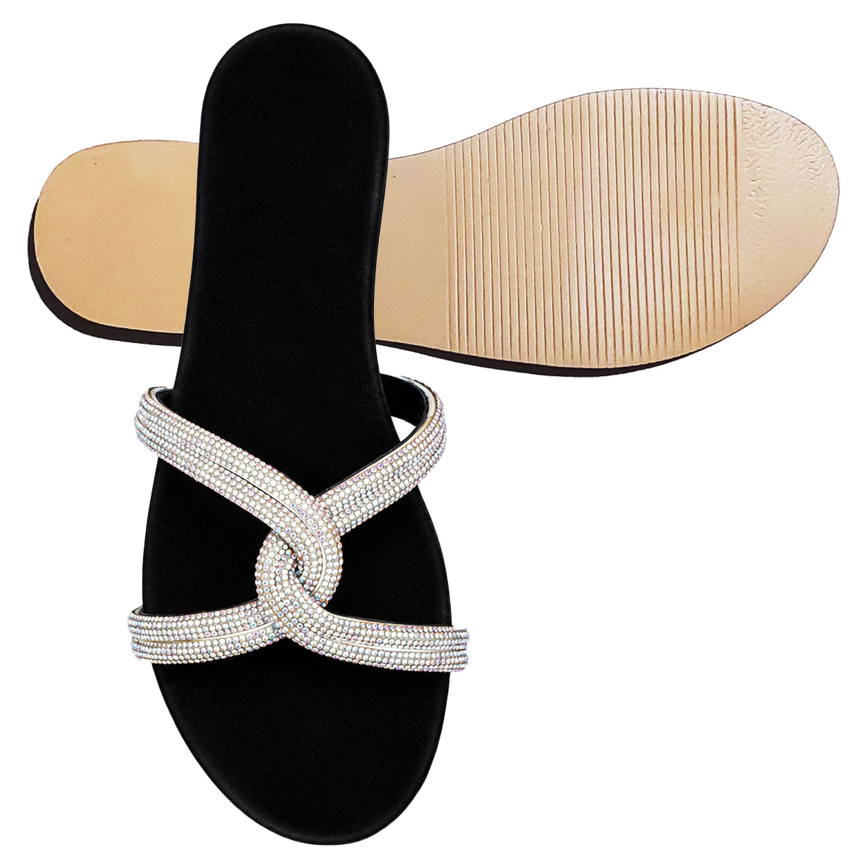 Glam Velvet Stripe Comfort Flats - Image 4