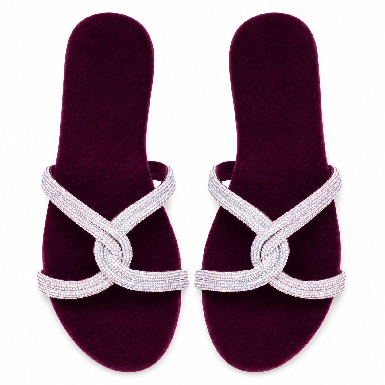 Glam Velvet Stripe Comfort Flats