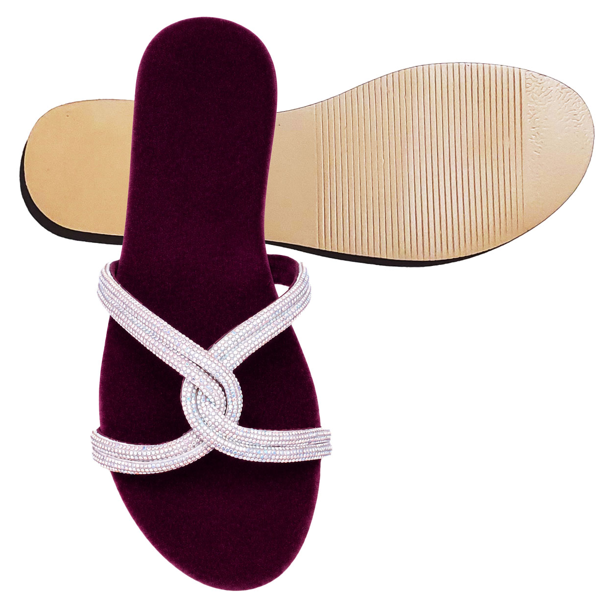 Glam Velvet Stripe Comfort Flats - Image 4